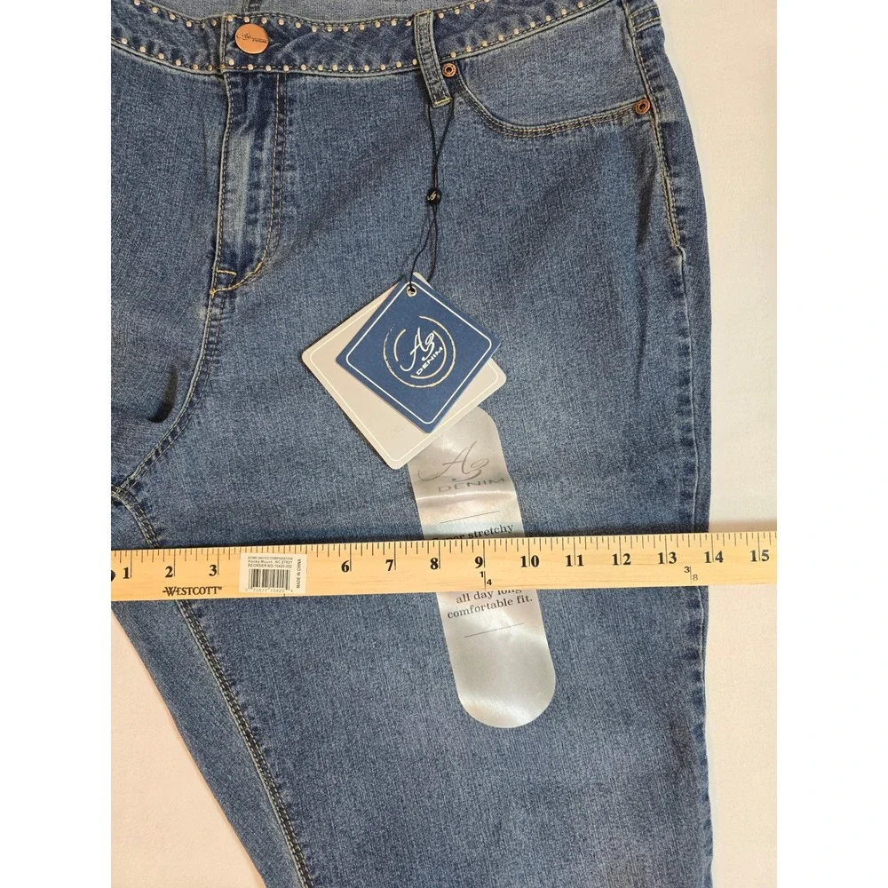 A3 Denim Skinny‎ Jeans Women's Size 20W Embellished Waist Blue Stretch New